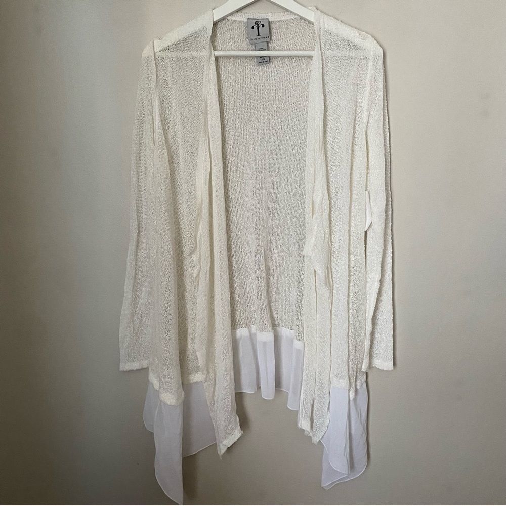 Rain + Rose Cardigan Sweater Whisper White Knit Lightweight Casual Neutral - Picture 9 of 9